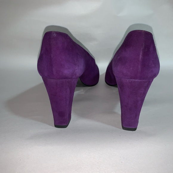 CHANEL size 37 purple suede block heel PUMPS - Picture 7 of 14